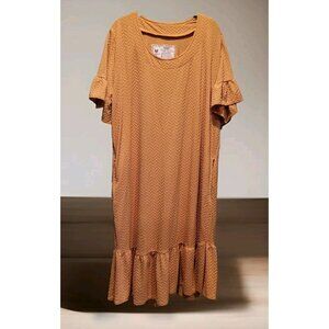 New Farmhouse Frocks Golden Yellow Textured A Line Daisy Midi Dress Sz L Pockets